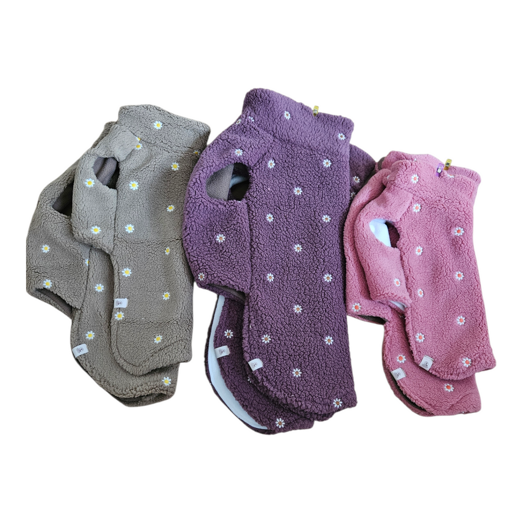 Hundepullover aus Teddystoff mit Fleece-Futter - Blumen edition