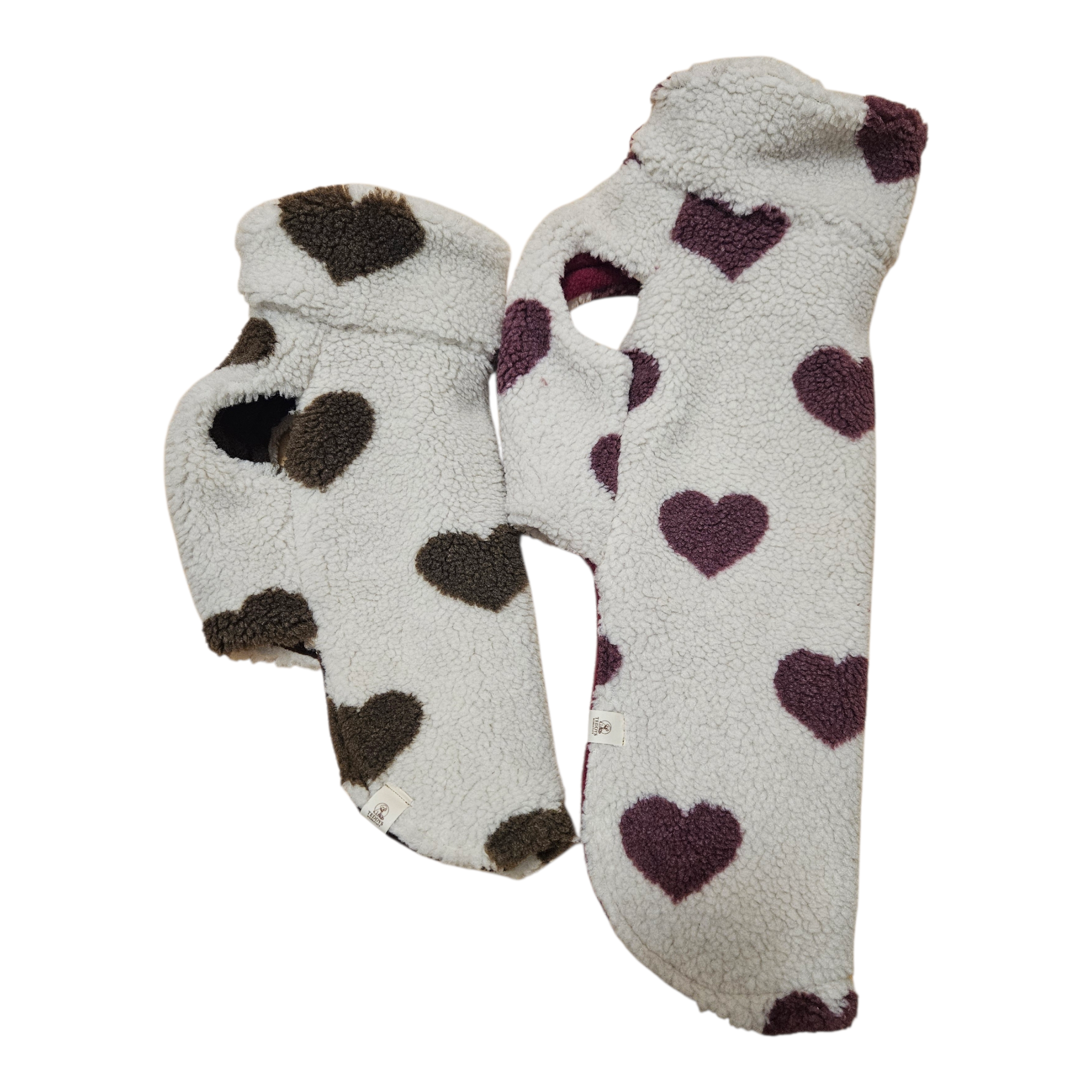 Hundepullover aus Teddystoff mit Fleece-Futter - Herz edition