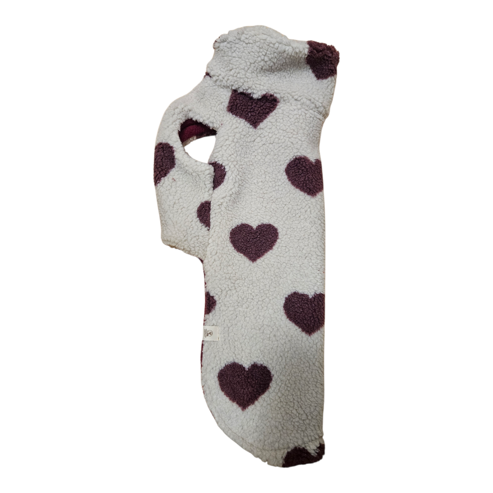 Hundepullover aus Teddystoff mit Fleece-Futter - Herz edition