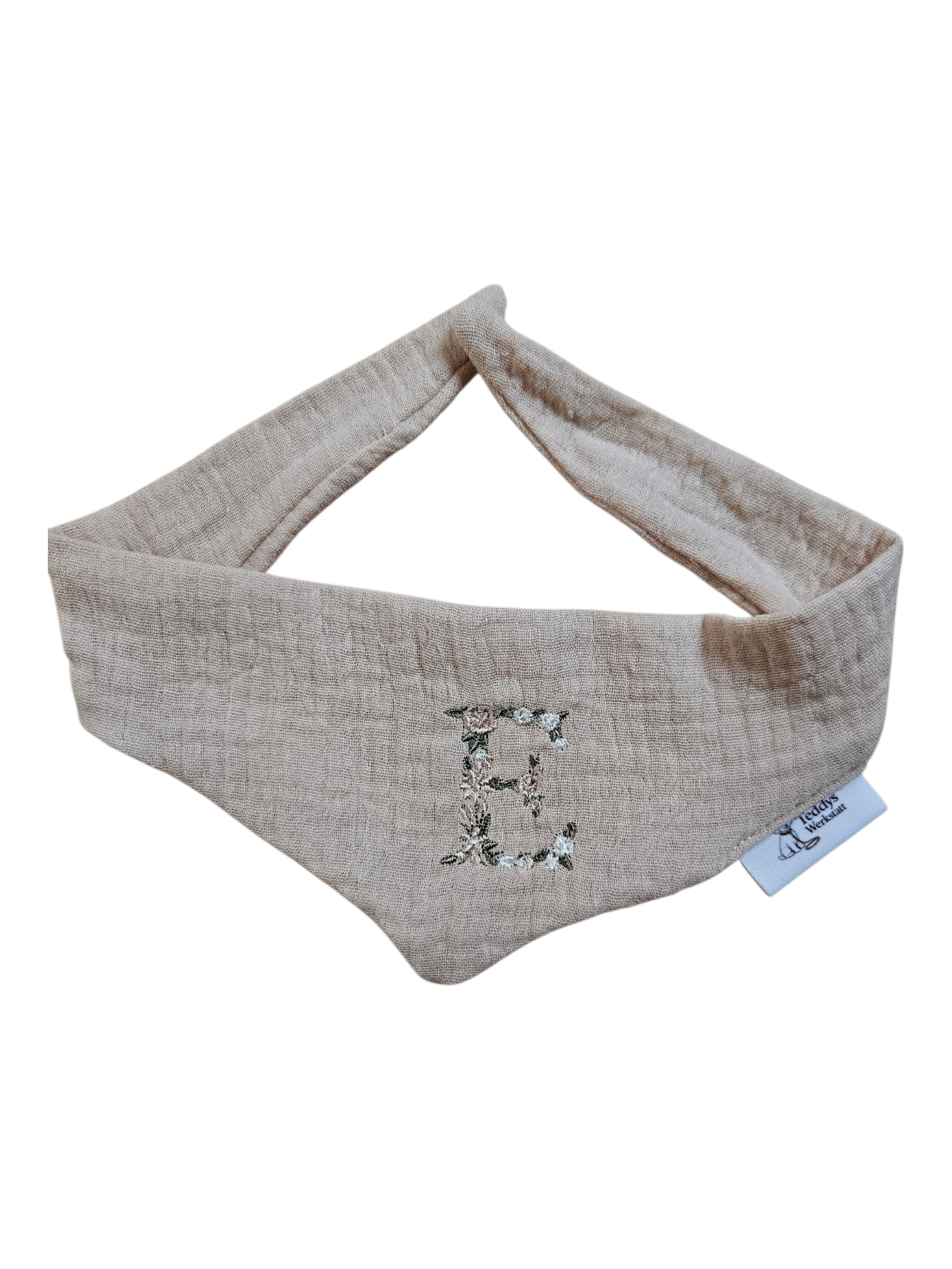 Personalisierbares Hundehalstuch aus Musselin - Beige